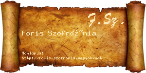 Foris Szofrónia névjegykártya